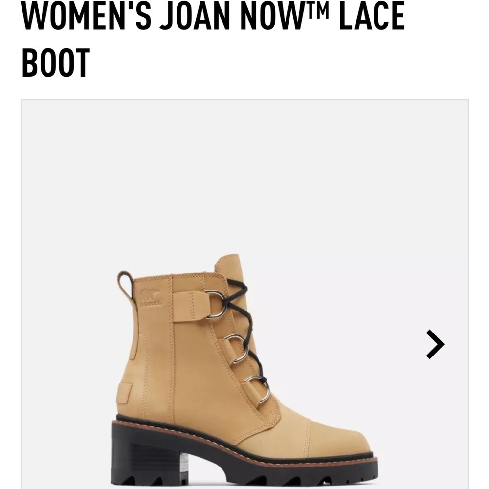 Sorel Jane Now lace up d-ring heel combat boot caribou buff waterproof boot - Picture 5 of 16